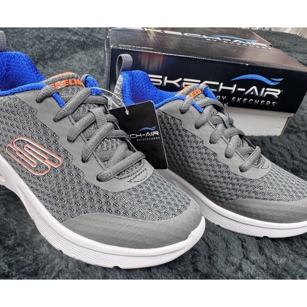 Skechers Kids Sneakers Youth Size 12 Grey Mesh Comfort Shoes NWT In Box
